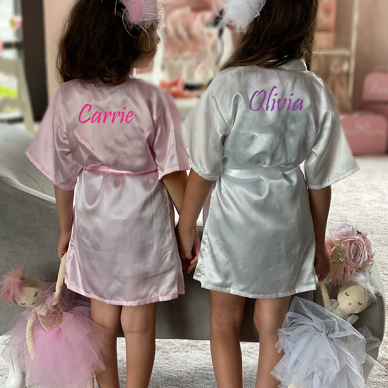 Personalized Girls Birthday Party Silk Robe| Cloth159