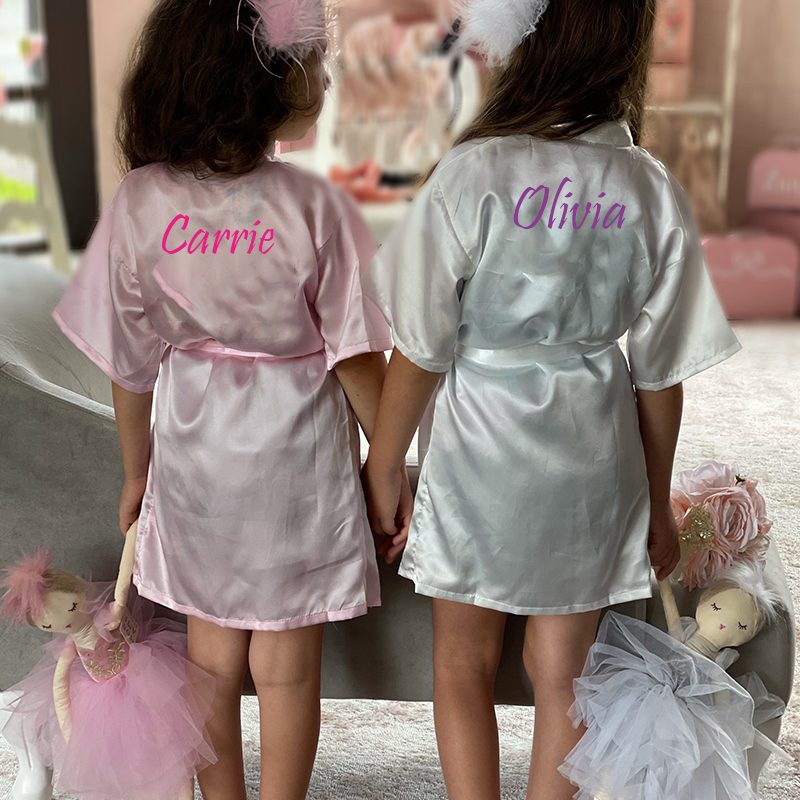 Personalized Girls Birthday Party Silk Robe| Cloth159