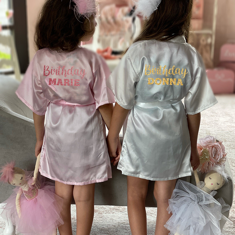 Personalized Girls Birthday Party Silk Robe| Cloth163