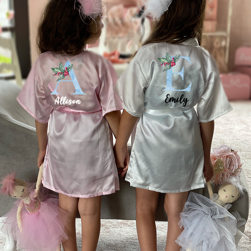 Personalized Girls Xmas Party Silk Robe| Cloth209