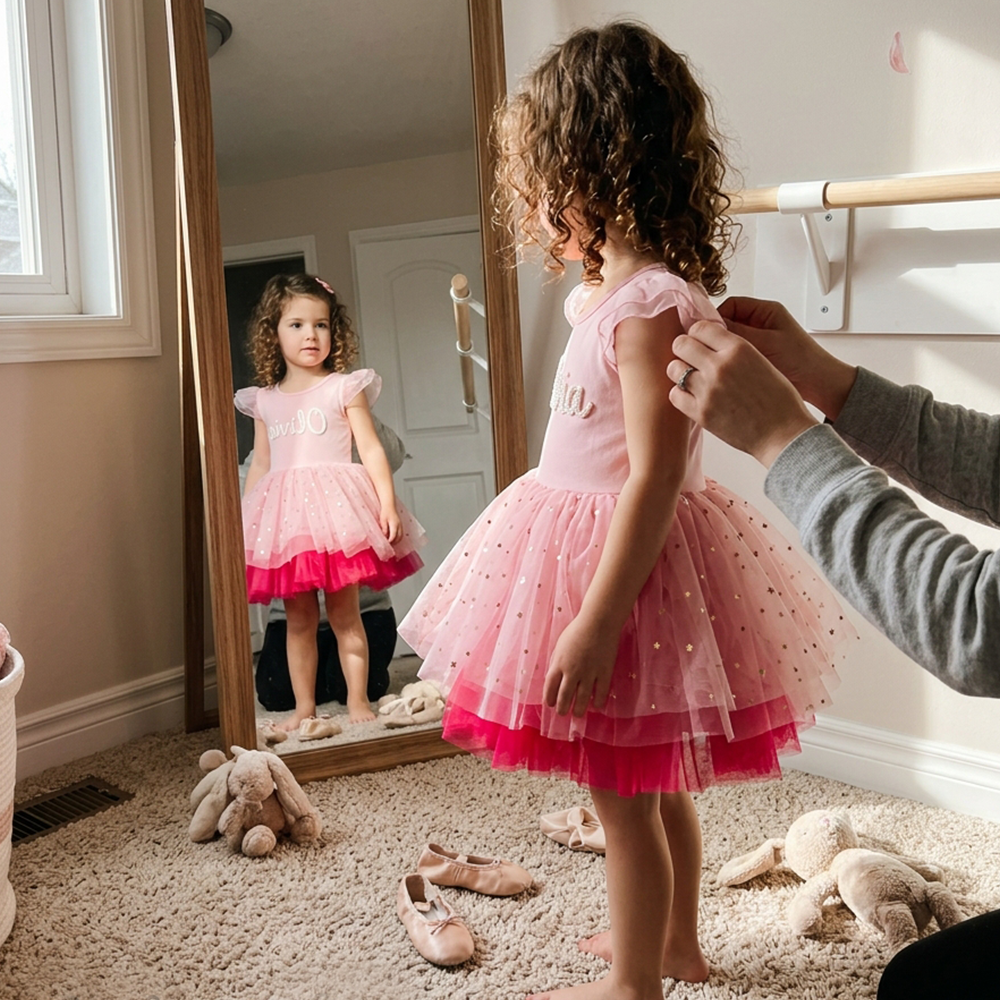 Personalized Hand Embroidered Girl Ballet Dance Tutu Dress| Dress106