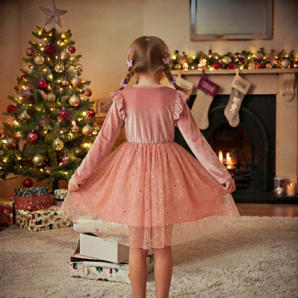 Personalized Girl Long-Sleeved Ruffled Princess Dress| Dress26