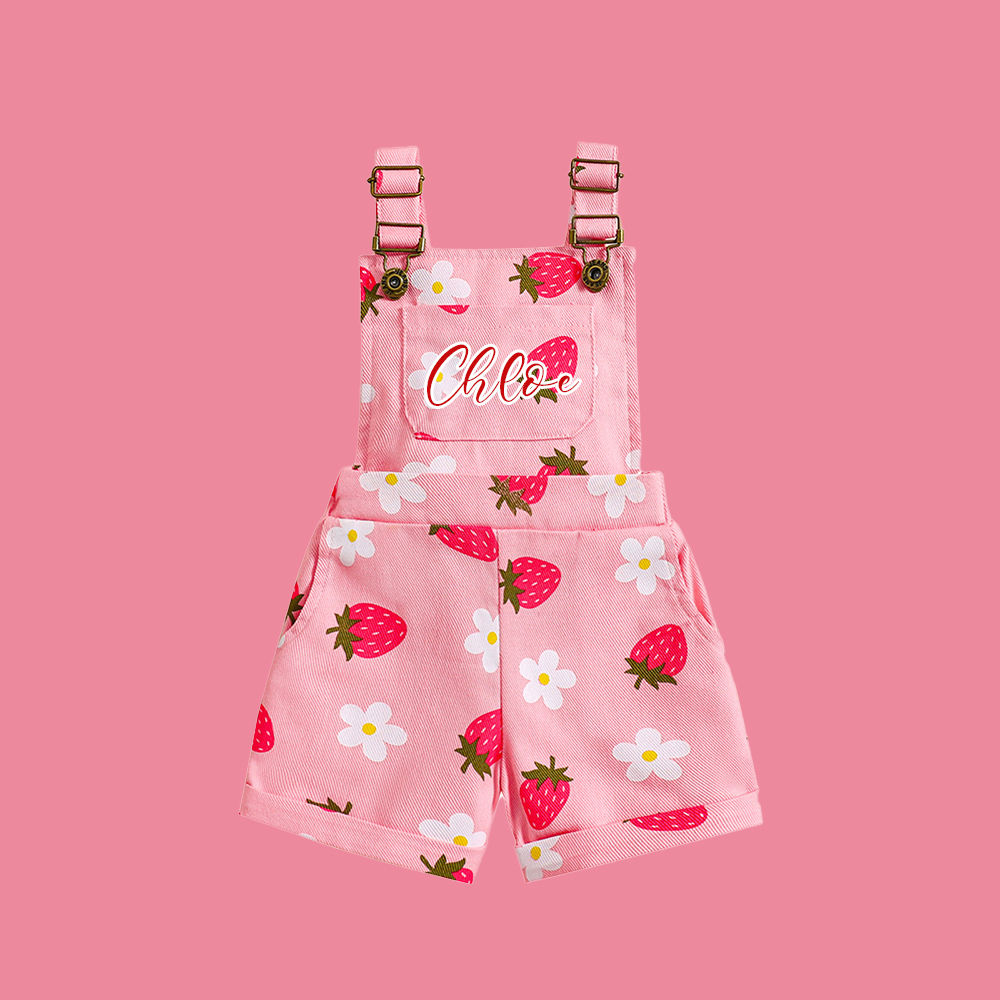 Personalized Girl Strawberry Overalls| Pants28