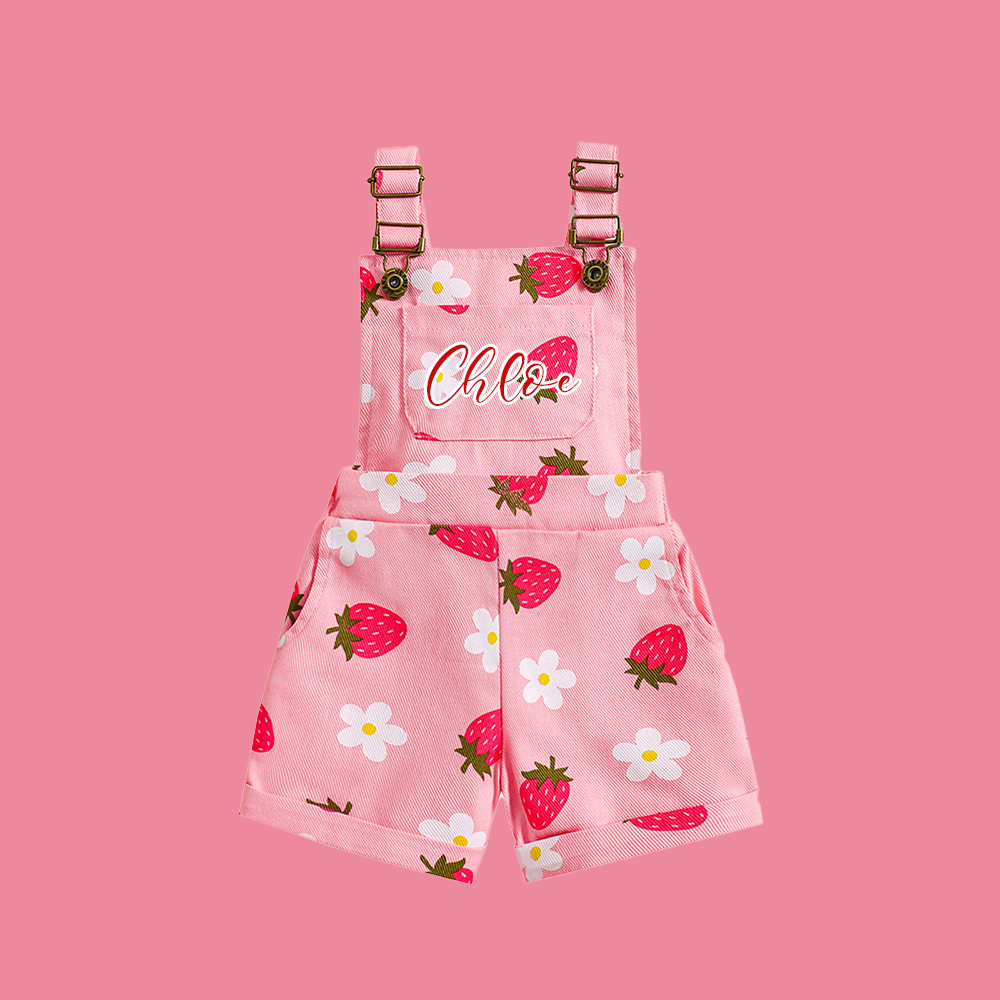 Personalized Girl Strawberry Overalls| Pants28
