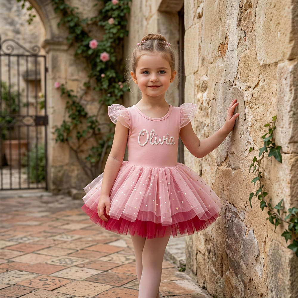 Personalized Hand Embroidered Girl Ballet Dance Tutu Dress| Dress106