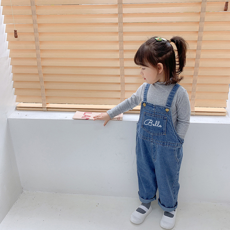 Personalized Kids Oversized Denim Overalls| Pants06