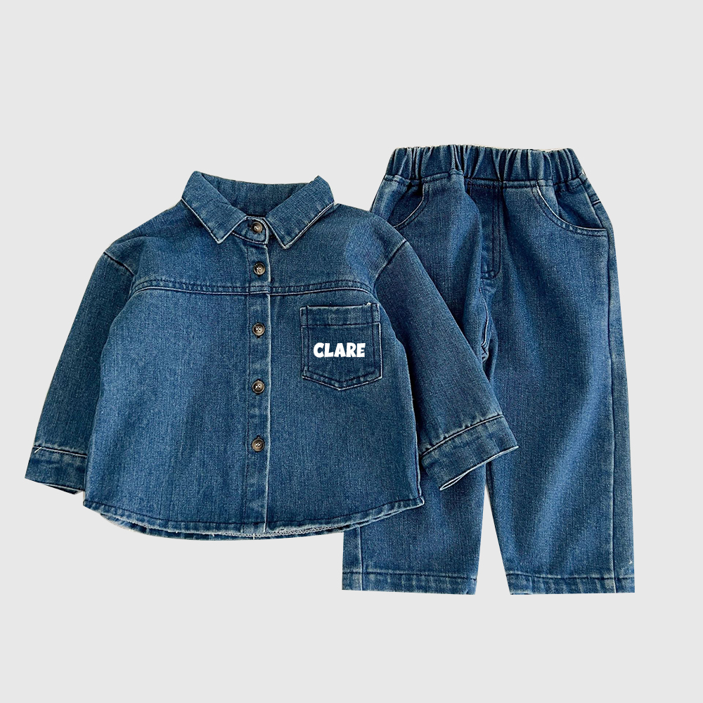 Personalized Kids Casual Denim Shirt and Pants| Cloth260