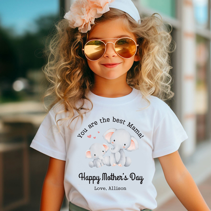 Personalized Mother’s Day  Girl Cute Elephant T-Shirt| Cloth1440