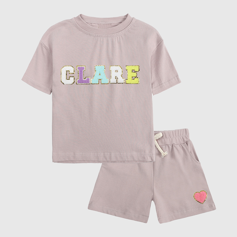 Personalized Kid Summer Hand Patch Toddler Set |Cloth218