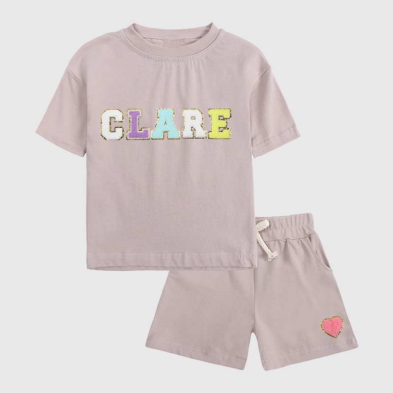 Personalized Kid Summer Hand Patch Toddler Set |Cloth218