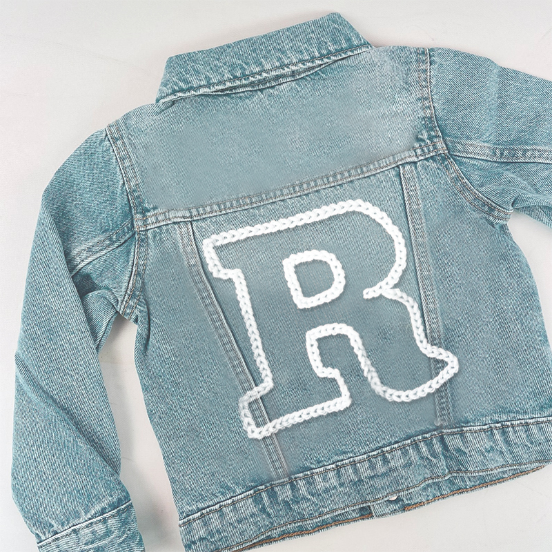 Personalized Hand Embroidered Kids Name Denim Jacket| Cloth189