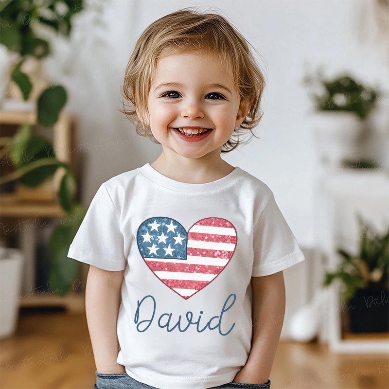 Personalized Kid 4th Of July Heart Independence T-Shirt| Cloth1453
