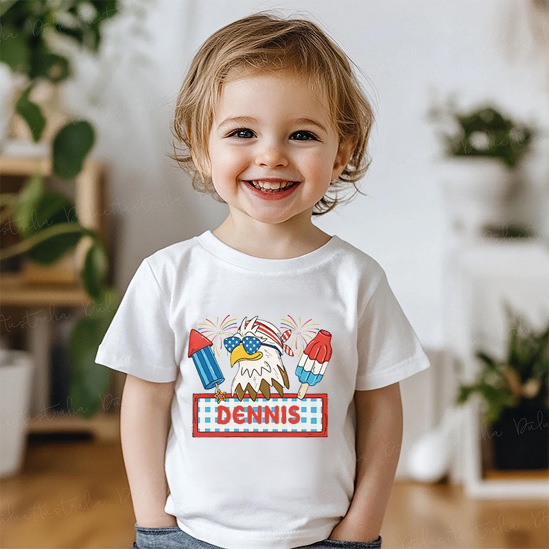 Personalized Kid 4th Of July Eagle Firework Independence T-Shirt| Cloth1461