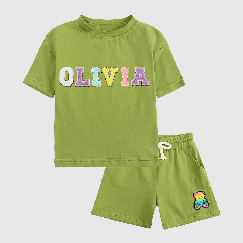 Personalized Kid Summer Hand Patch Toddler Set |Cloth218