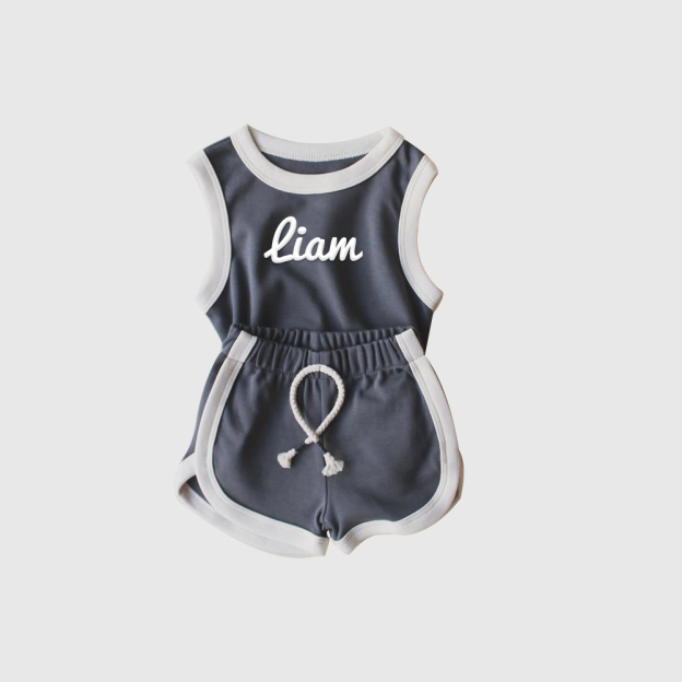 Personalized Kids Puff Name Toddler shorts Set| Cloth225