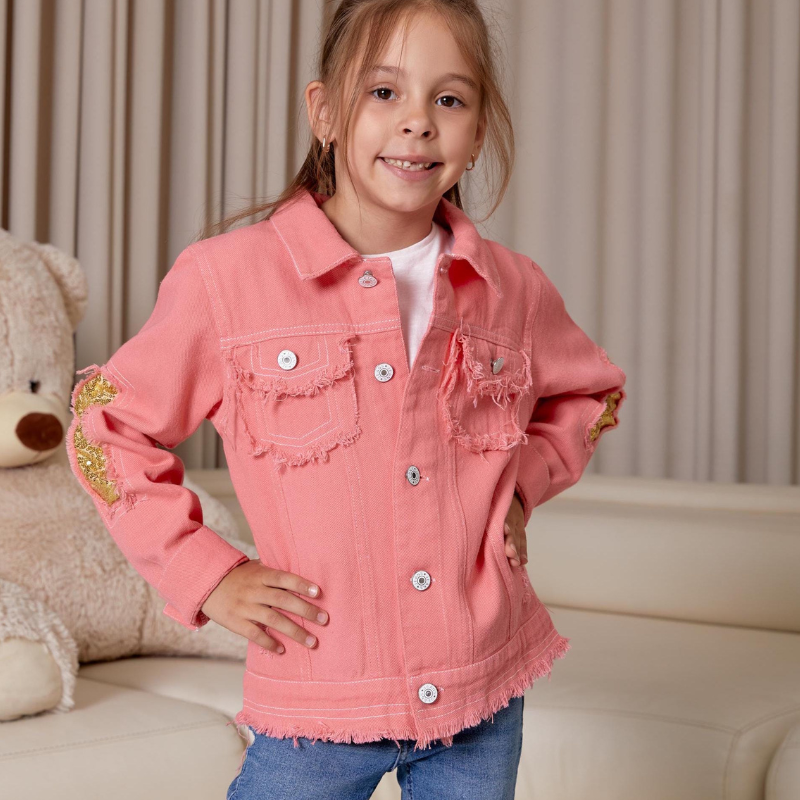 Personalized Girl Patch Rainbow Pink Denim Jacket| Cloth228
