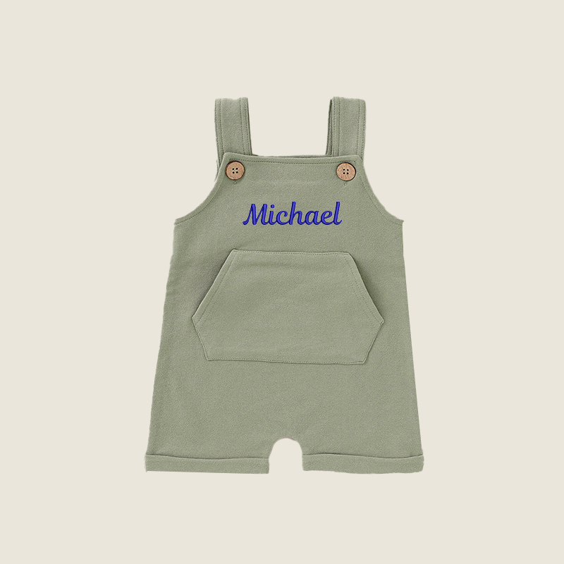 Personalized Baby Embroidered  Short Romper Overalls| BBCloth23