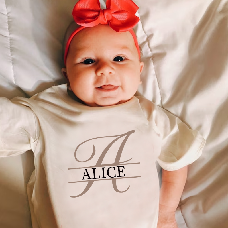 Personalized Baby Split Monogram Alphabet Bubble Romper| BBCloth46