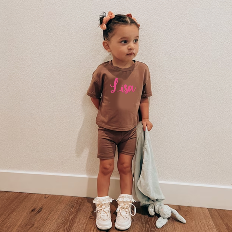 Personalized Kids Puff Vinyl Toddler Shorts Set| Cloth156