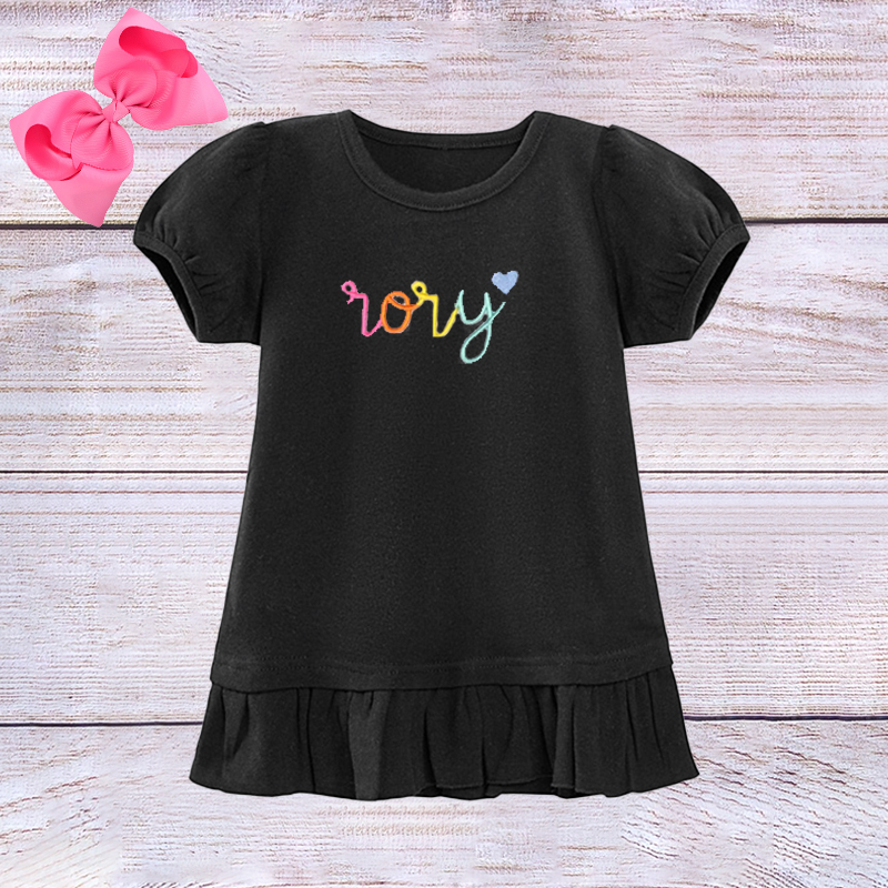 Personalized Girls Rainbow Short Sleeve Ruffle Shirt| Cloth145