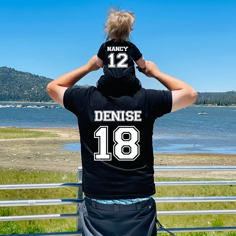 Personalised Dad and Baby Last Name Number Matching Shirts| Match03