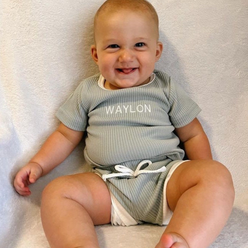 Personalized Kids Embroidered Summer Shorts Set| Cloth174