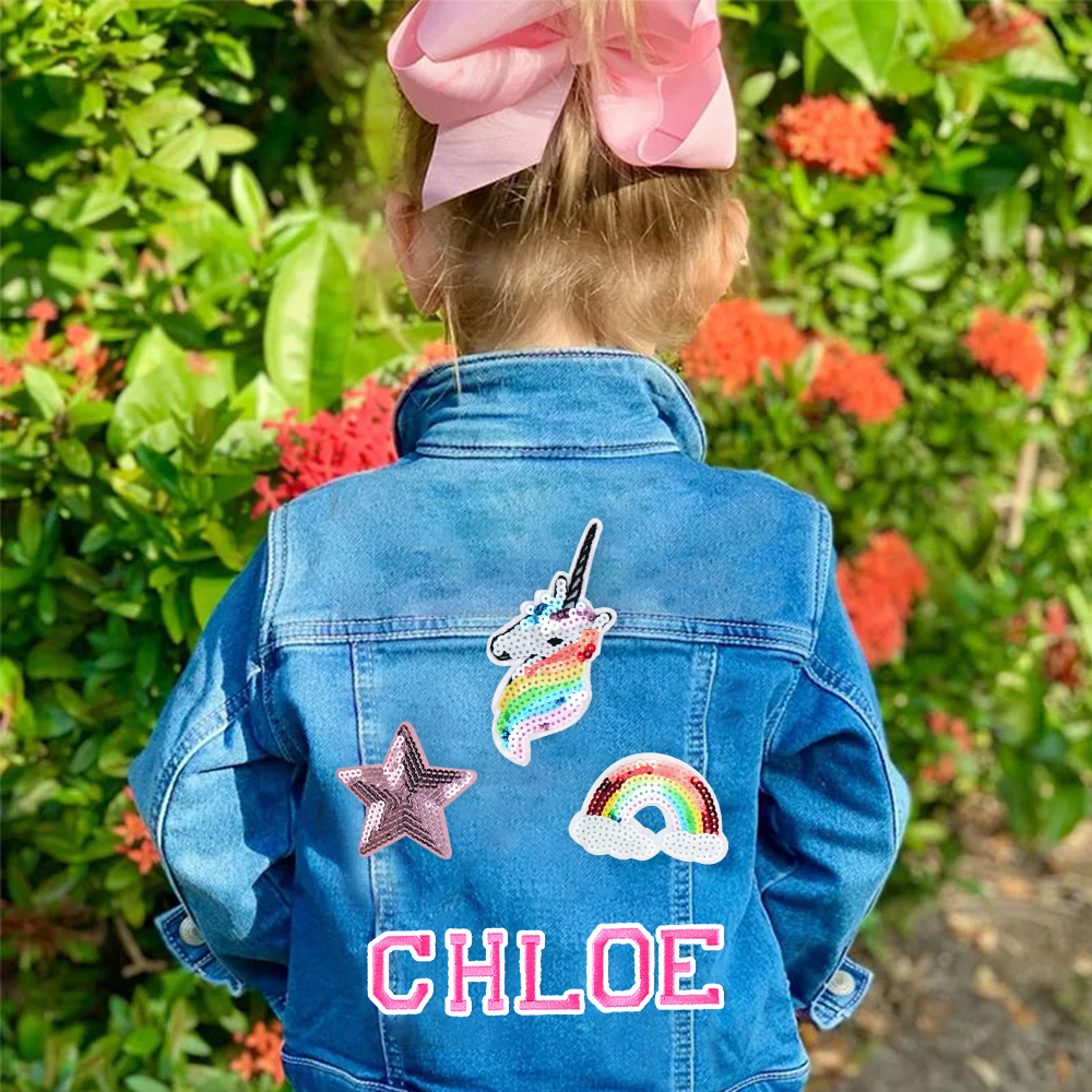 Personalized Girls Denim Patch Jacket| Cloth179