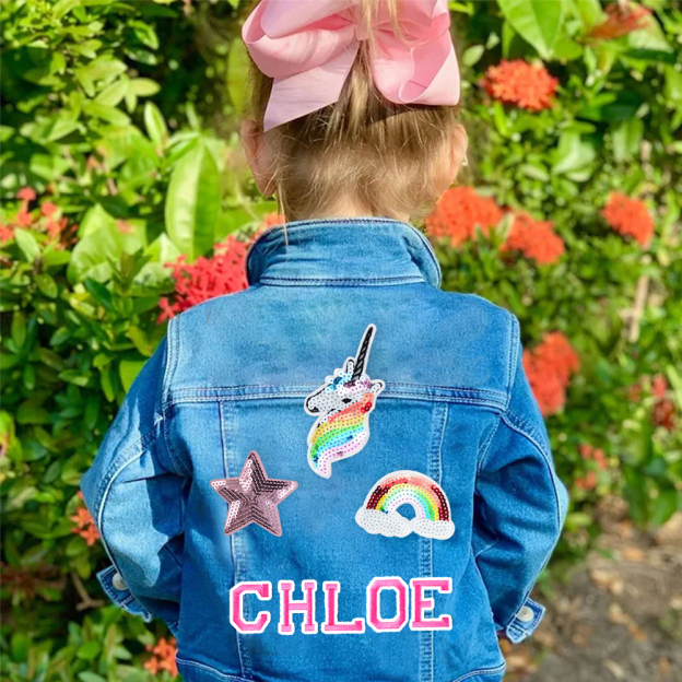 Personalized Girls Denim Patch Jacket| Cloth179