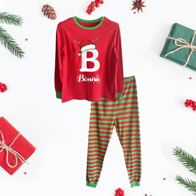 Personalized Family Monogram Christmas Pajamas Set| Cloth2401