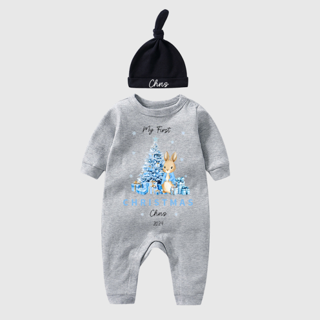 Personalized Baby First Christmas Rabbit Outfit| BBCloth1205