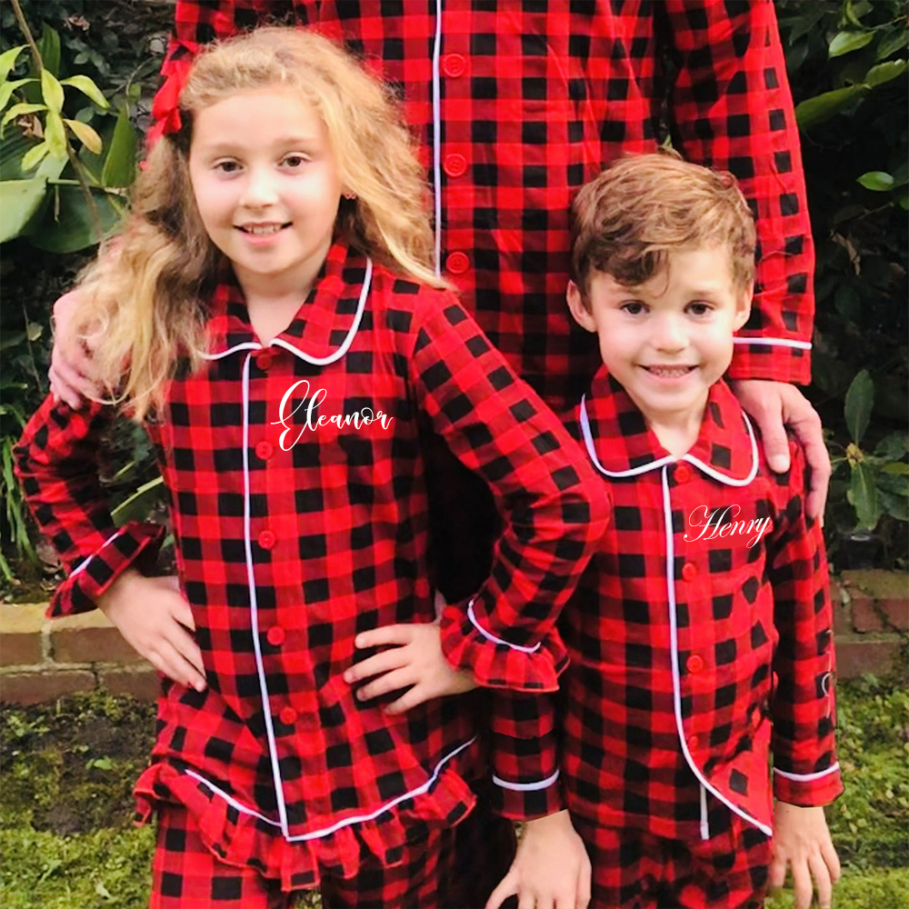 Personalized Kids Embroidered Name Christmas Pajamas| Cloth201
