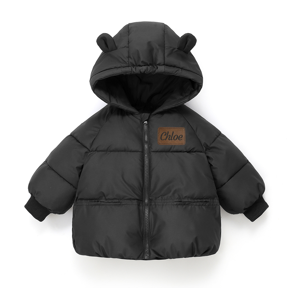 Personalized Kids Winter Thicken Warm Leather Hooded Jacket| Cloth204