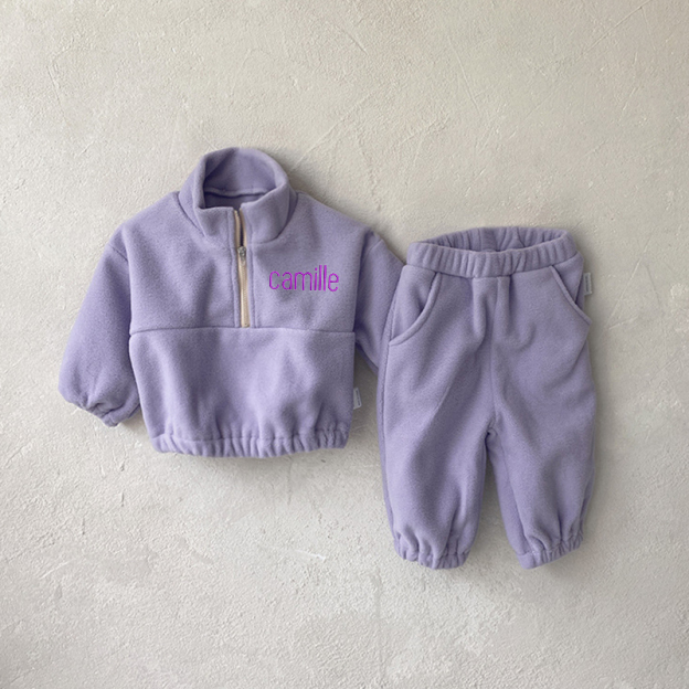 Personalized Kids Embroidered Fleece Hoodies Sports Suit| Cloth202