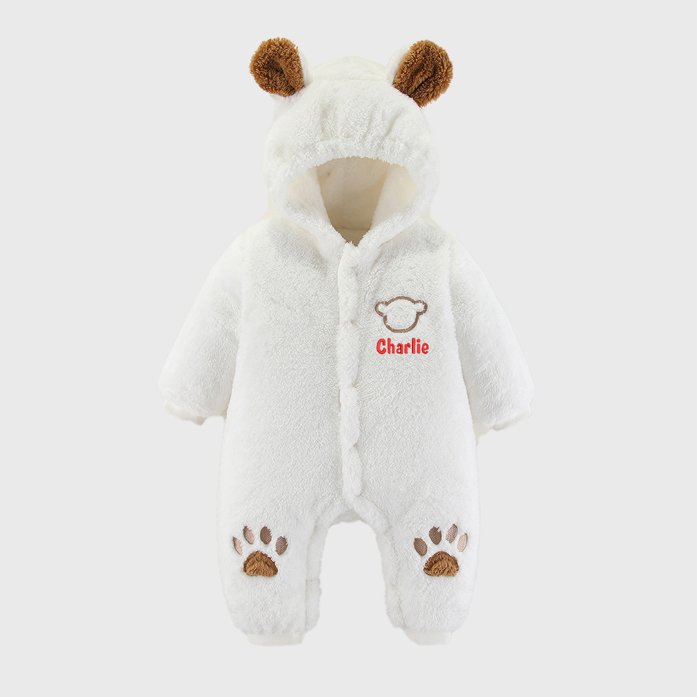 Personalized Unisex Baby Bear Fleece Jumpsuit| BBCloth77