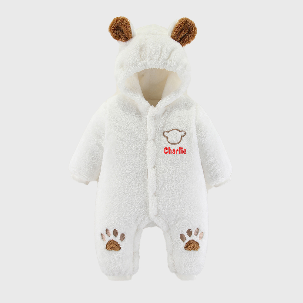Personalized Unisex Baby Bear Fleece Jumpsuit| BBCloth77