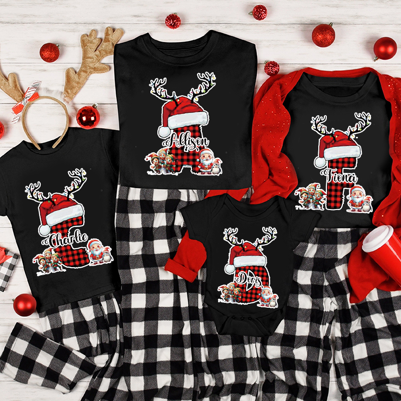 Personalized Family Christmas Monogrammed Name T-Shirt| Match0419