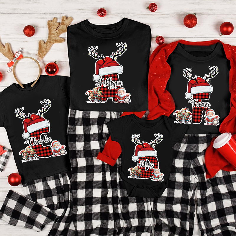 Personalized Family Christmas Monogrammed Name T-Shirt| Match0419