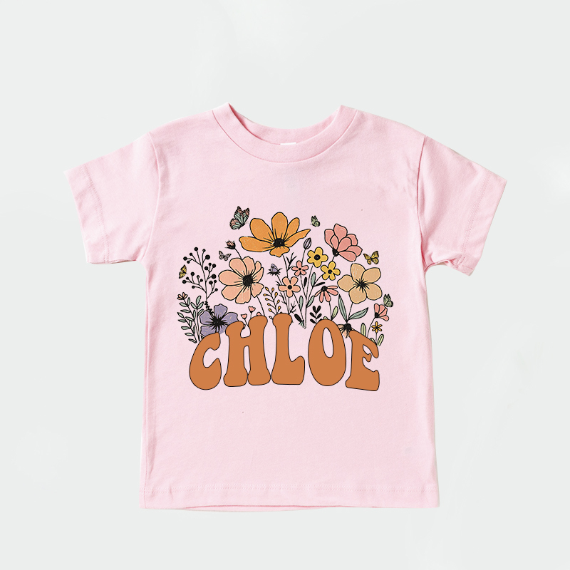 Personalized Girls Retro Daisy Wild Flower T-Shirt| Cloth1421
