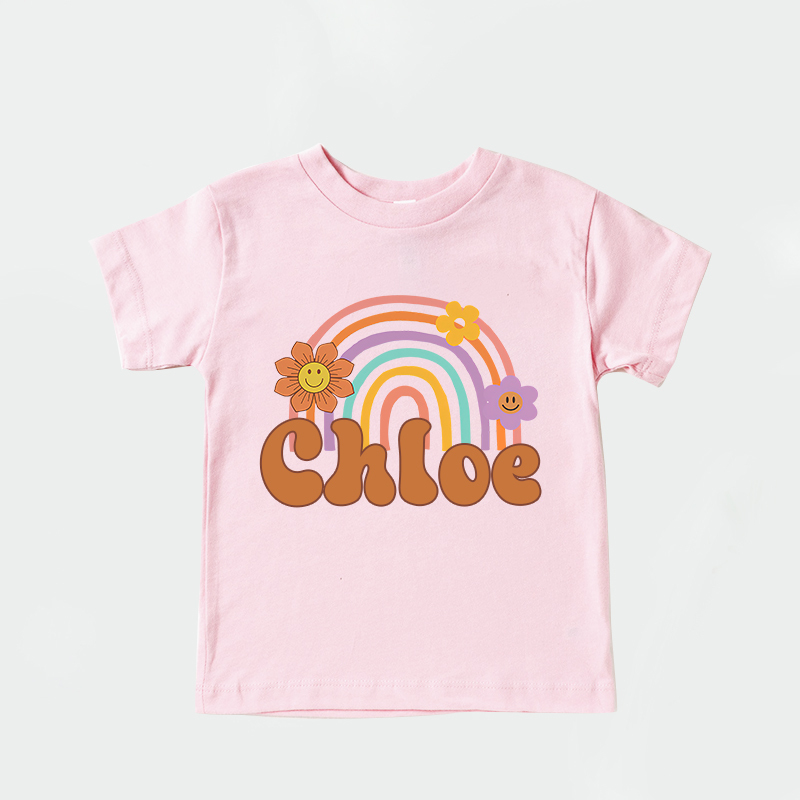 Personalized Girl Retro Rainbow Cozy T-Shirt| Cloth1435