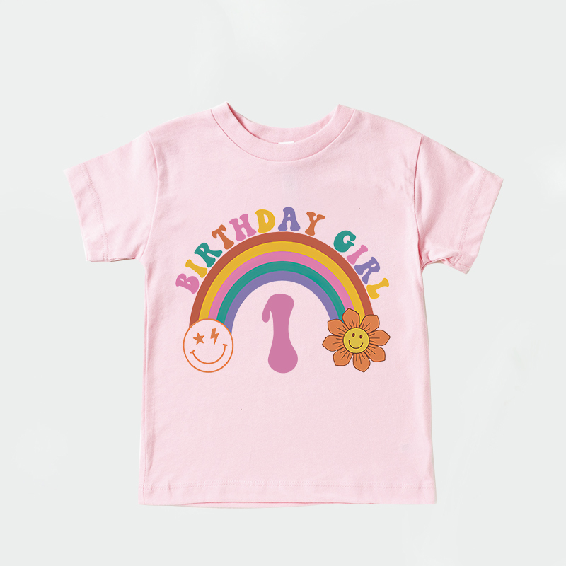 Personalized Girl Retro Rainbow Cozy T-Shirt| Cloth1436