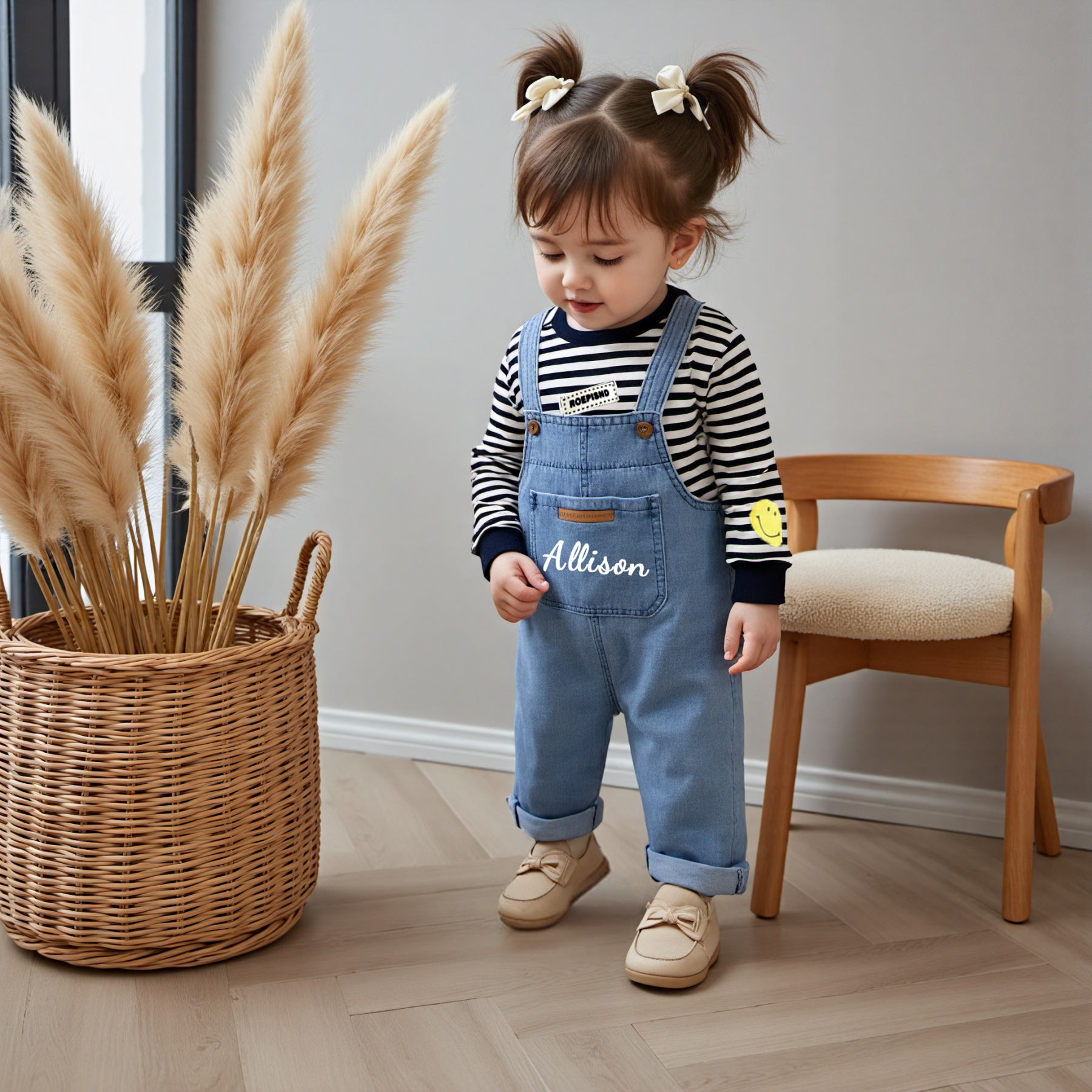 Personalized Kids Oversized Denim Loose Overalls| Pants09