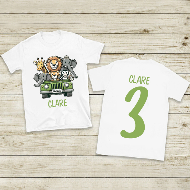 Personalized Kid Safari Birthday Cozy T-Shirt| Cloth1445