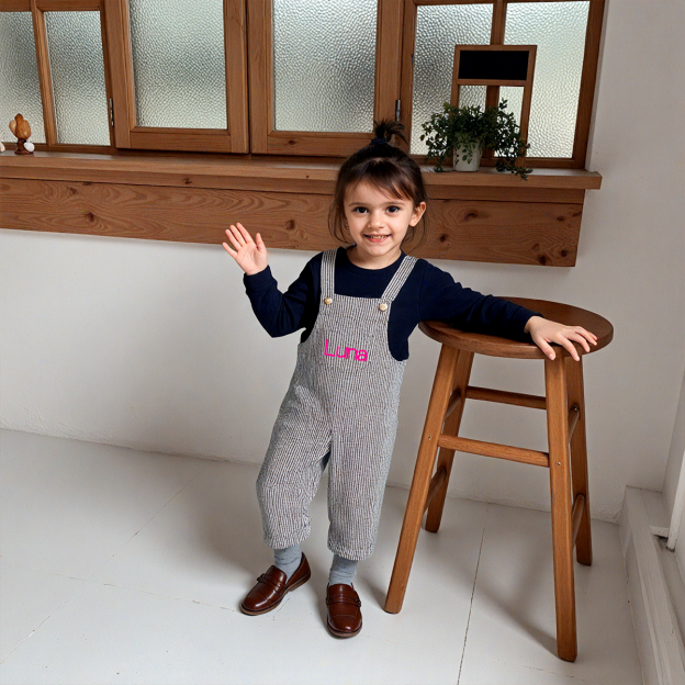 Personalized Kids Oversized Denim Overalls| Pants11