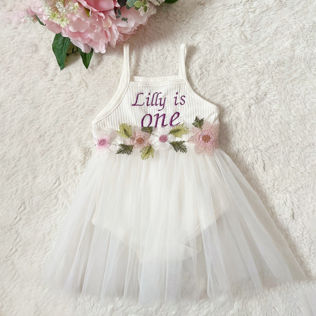 Personalized Girl Embroidered Cake Smash Dress| Dress13