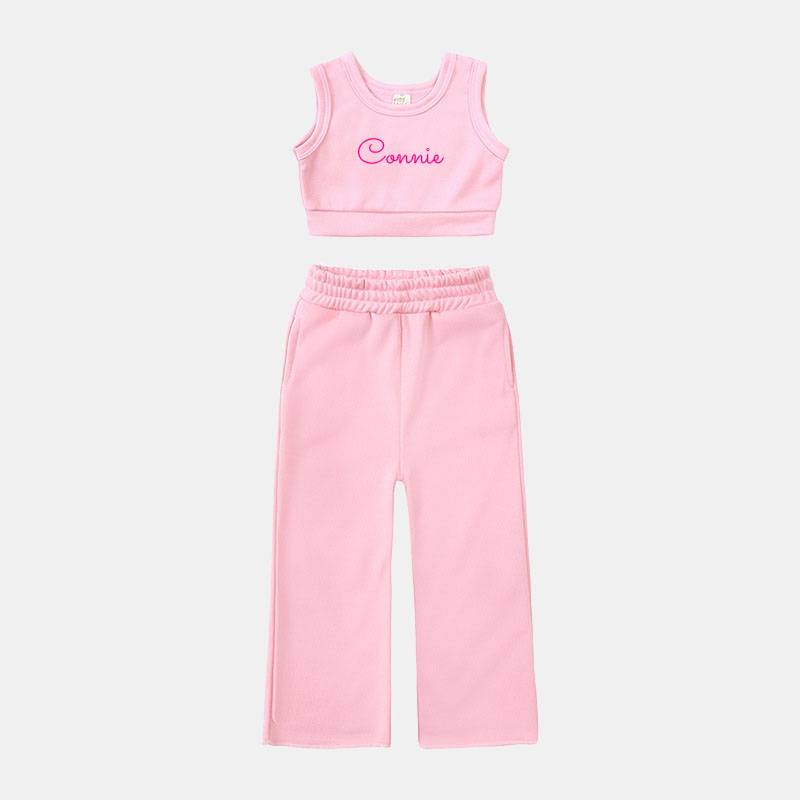 Personalized 2PCS Girl Summer Sleeveless Vest Set| Cloth222