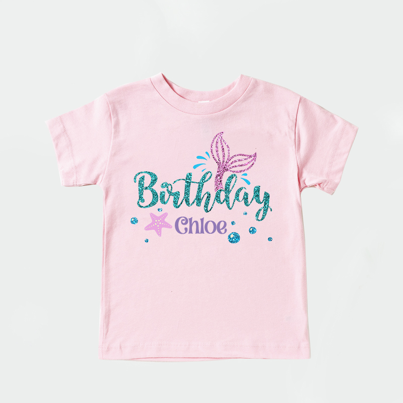 Personalized Girl Mermaid Birthday T-Shirt| Cloth1470