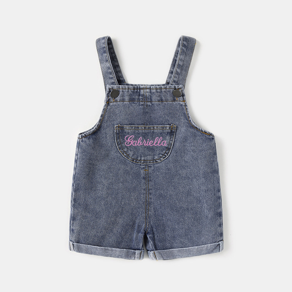 Personalized Kids Embroidered Denim Overalls| Pants21