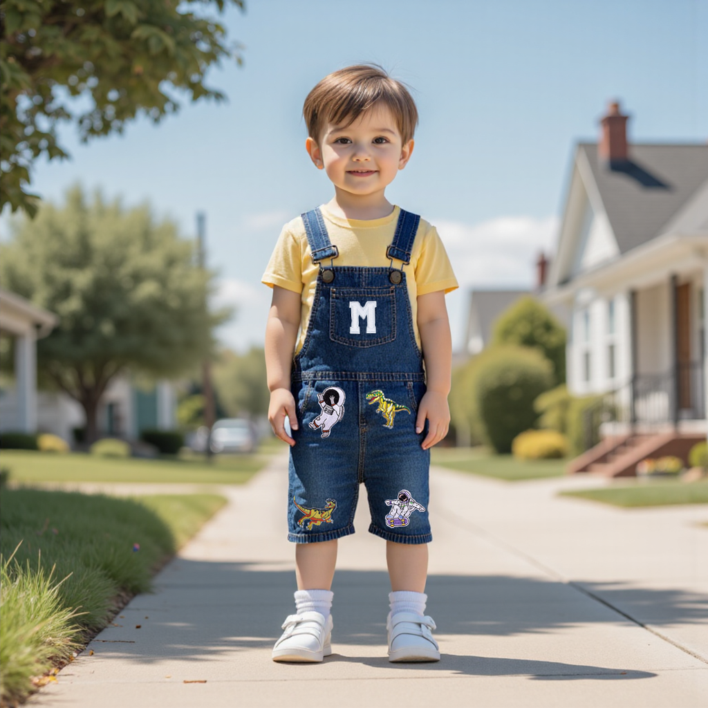 Personalized Kids Patch Denim Overalls| Pants23