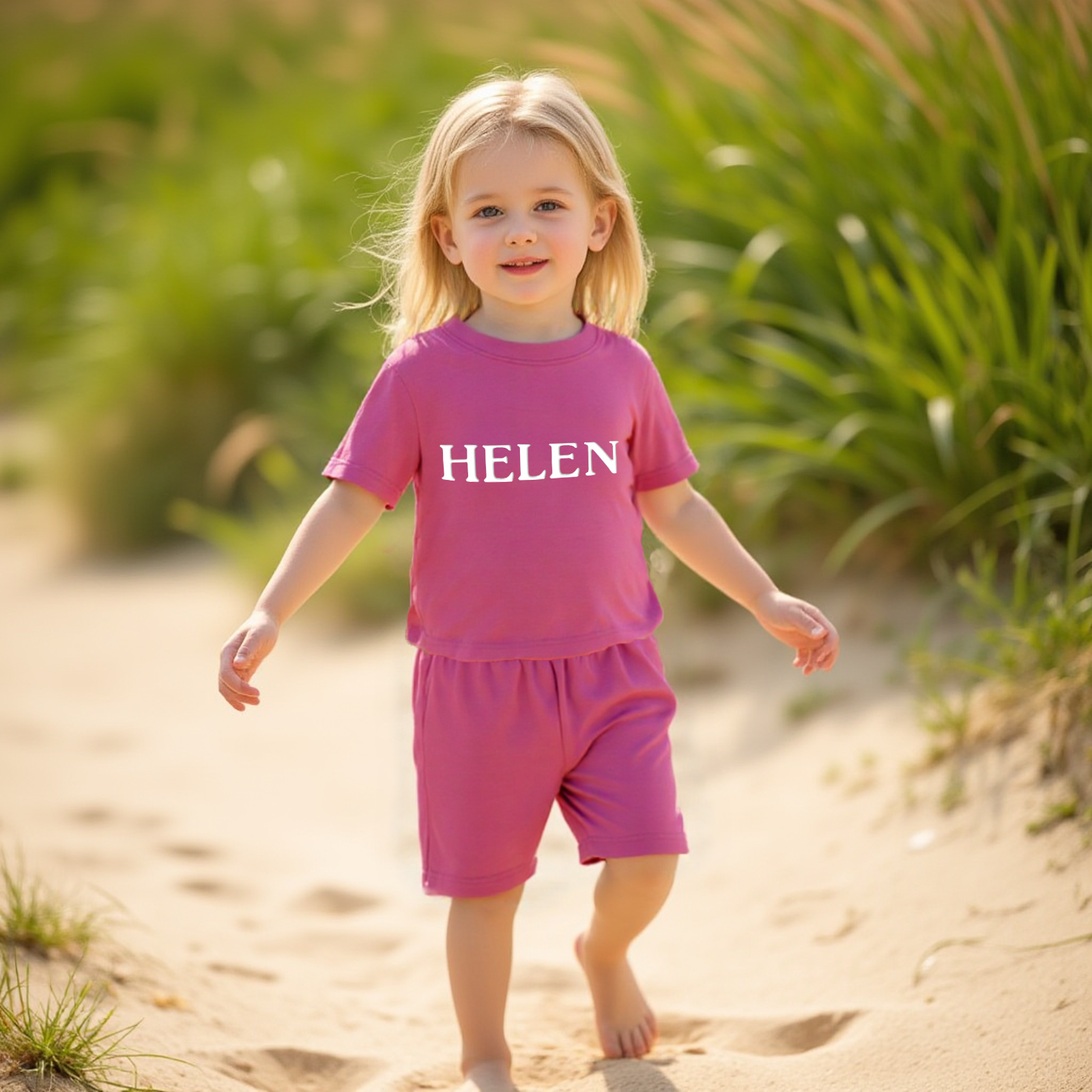 Personalized Kid Summer Puff Name T-Shirt and Shorts Set| Cloth232