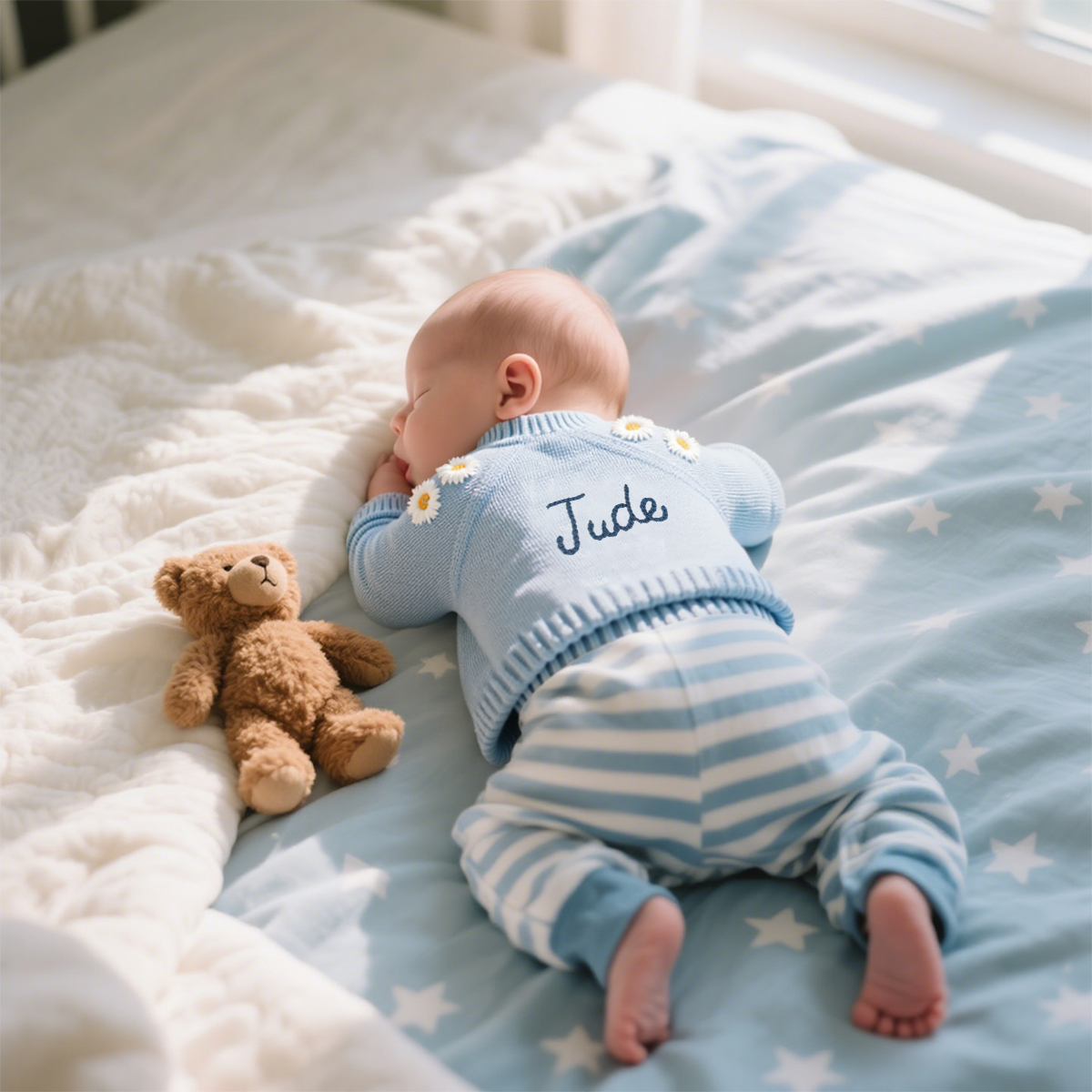 Personalized Baby Hand Embroidered Daisy Cardigan| Cloth241